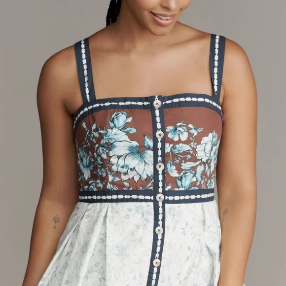 Maeve Blue and White Floral Midi Dress - Picture 7 of 8